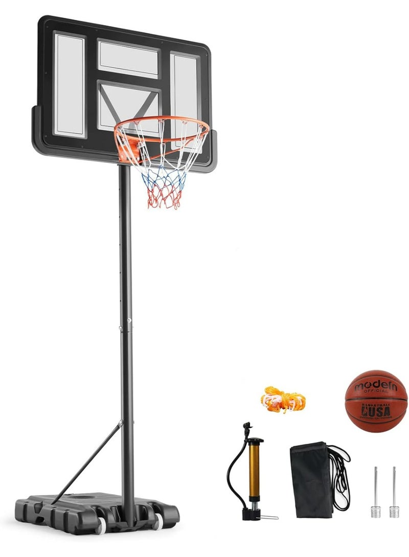 Pikengenus 10FT Adjustable Height Portable Basketball Hoop 4.2-10ft Adjustable Height 44 Inch Shatterproof Backboard Fillable Base with 2 Wheels for Kids Youth and Adults in Backyard Driveway - Image 1